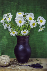 Still life with jug- bouquet daisies
