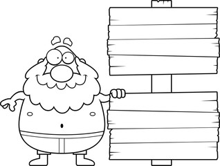 Cartoon Man Beach Sign