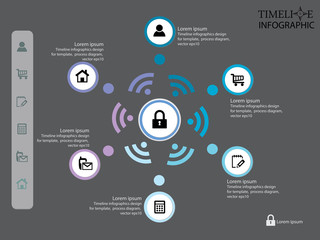 Time line info graphic vector design, Time line template for website , process diagram. Circle 6 element for business background.