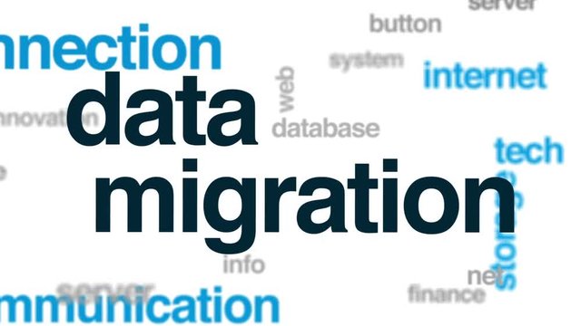 Data migration animated word cloud, text design animation.
