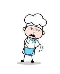 Cartoon Chef Getting Pain Vector Illustration