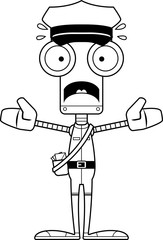 Cartoon Scared Mail Carrier Robot