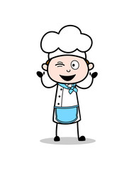 Cartoon Naughty Chef Winking Eye Vector Illustration