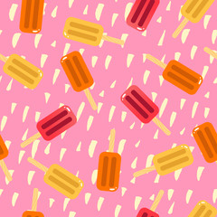 Abstract summer colored seamless patterns, ice creame  