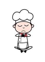 Cartoon Chef Doing Meditation Vector Illustration