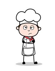 Cartoon Chef Unhappy Face Expression Vector Illustration