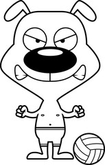 Cartoon Angry Beach Volleyball Player Puppy