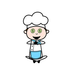 Cartoon Greedy Chef with Dollar Eyes Vector Illustration