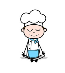 Cartoon Chef Doing Yoga Vector Illustration