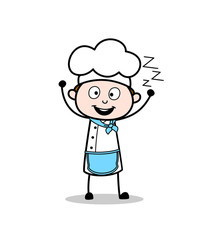 Cartoon Chef Yawning Vector Concept