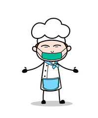 Cartoon Chef with Pollution Face Mask Vector Illustration