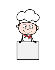 Cartoon Chef with Notice Board Vector Illustration