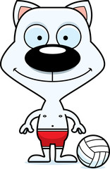 Cartoon Smiling Beach Volleyball Player Kitten