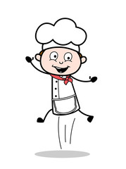 Cartoon Excited Chef Jumping Vector Illustration