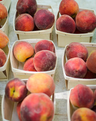 fresh peaches in baskets