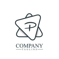 Initial Letter P Double Triangle Design Logo