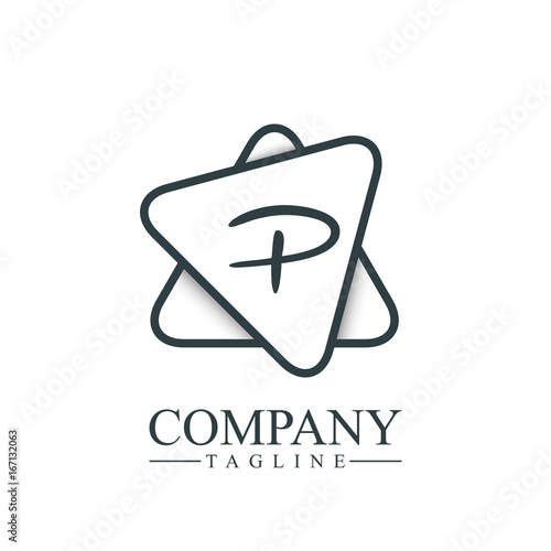 "Initial Letter P Double Triangle Design Logo" Stock image and royalty