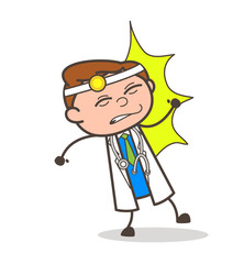 Cartoon Doctor Got Hit by Wall Vector Illustration