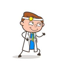 Cartoon Happy Doctor Running Vector Illustration