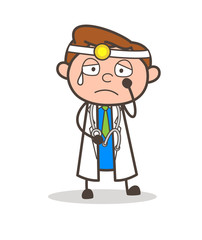 Cartoon Doctor Feeling Very Regret Vector Illustration