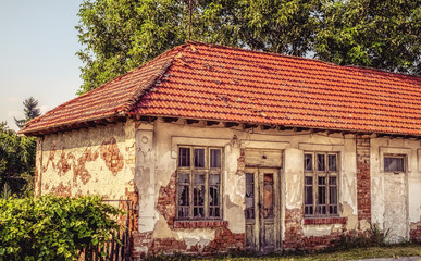 Abandoned brick house