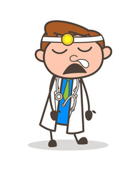 Cartoon Funny Doctor Running Nose Expression Vector Illustration