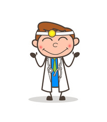 Cartoon Doctor Blushing Expression Vector Illustration