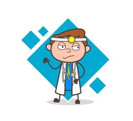 Cartoon Sad Doctor Facial Expression Vector Illustration
