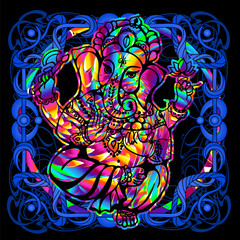 Obraz premium head of a Ganesha is a psychedelic painting