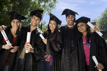 College students at graduation ceremony 