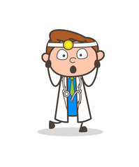 Cartoon Shocked Doctor Expression Vector Illustration