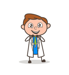 Cartoon Excited Doctor Expression Vector Illustration