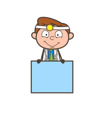 Cartoon Doctor with Notice Board Vector Illustration