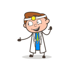 Cartoon Doctor Cheerful Face Expression Vector Illustration