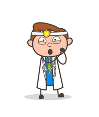 Cartoon Doctor Winning Expression Vector Illustration