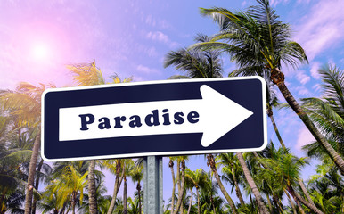 Fototapeta premium Paradise arrow sign.
