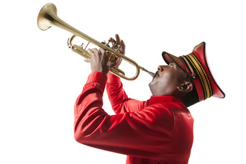 Bandmaster playing on a trumpet