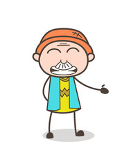 Cartoon Grandpa Grimacing Face Vector Illustration