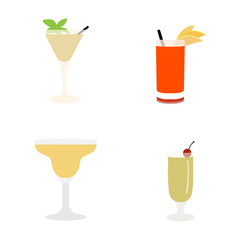 Set of cocktails on a white background, Vector illustration