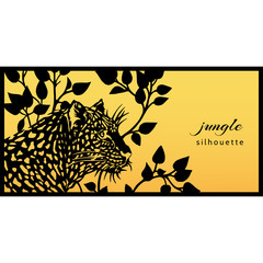 Jungle silhouette. Leopard. Beautiful stencil for your design. Vector illustration.