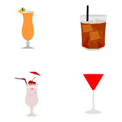 Set of cocktails on a white background, Vector illustration