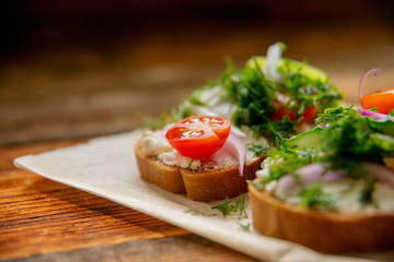 Wholesome sandwich with cheese, garden radish -Healthy Eating