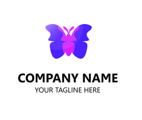 The purple butterfly logo is simple and charming