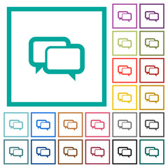 Chat bubbles flat color icons with quadrant frames