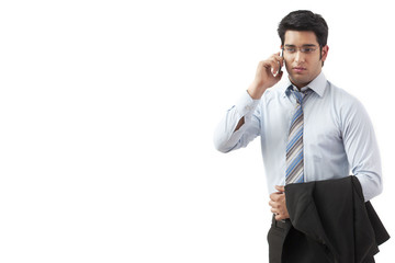 Businessman talking on a mobile phone 