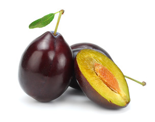fresh plum fruit isolated on white background
