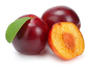 fresh plum fruit isolated on white background