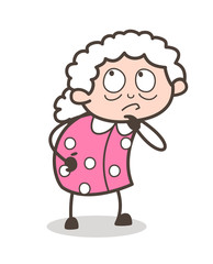 Cartoon Granny Thinking Vector Illustration