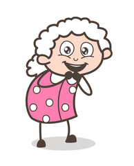 Cartoon Excited Old Woman Expression Vector Illustration