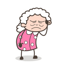 Cartoon Old Sick Lady Expression Vector Illustration